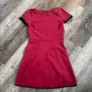 J. Crew Burgundy Sheath Mini Dress with Navy Trim
